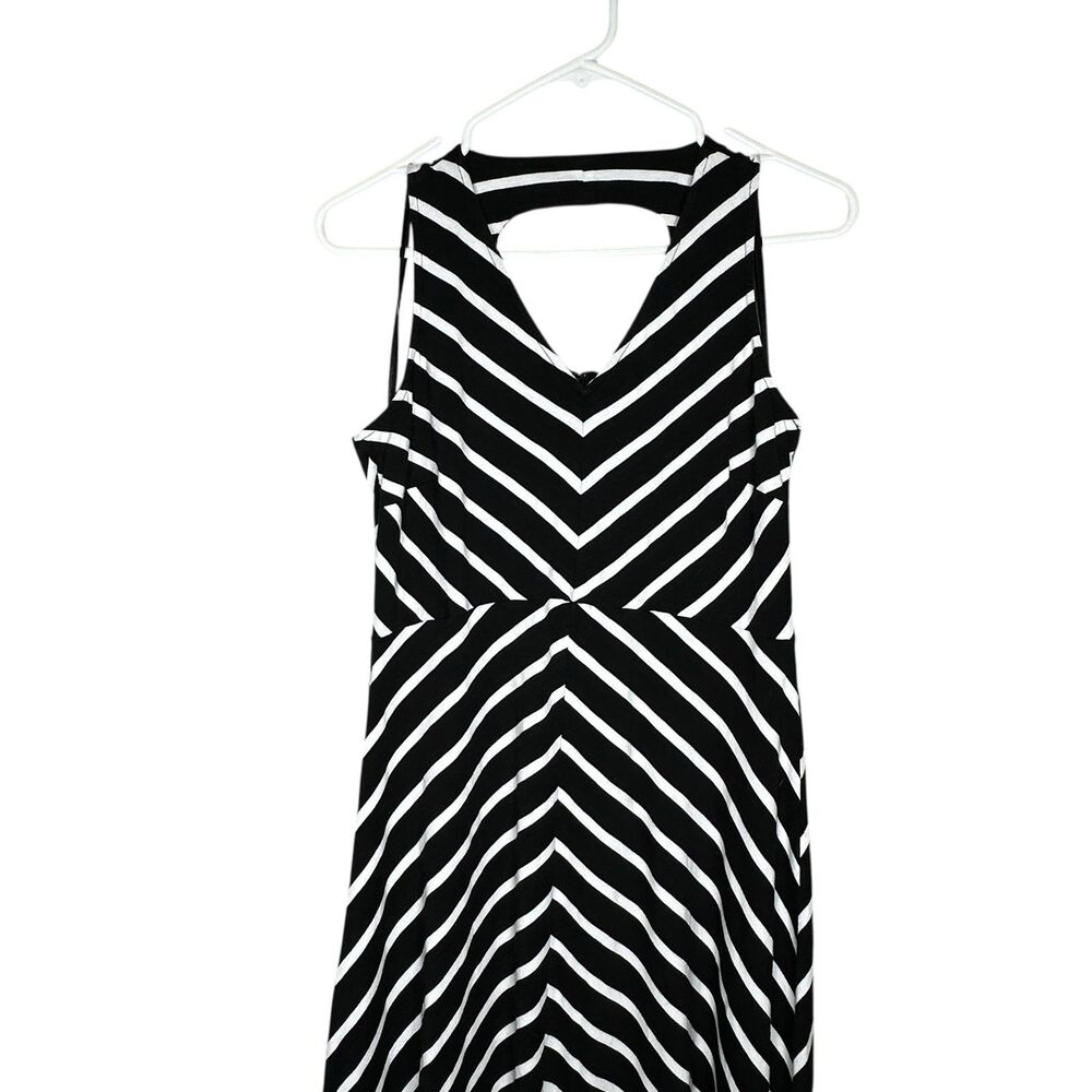 Talbots Black White Chevron Stripe Maxi Dress Sleeveless Size Small - Picture 4 of 8